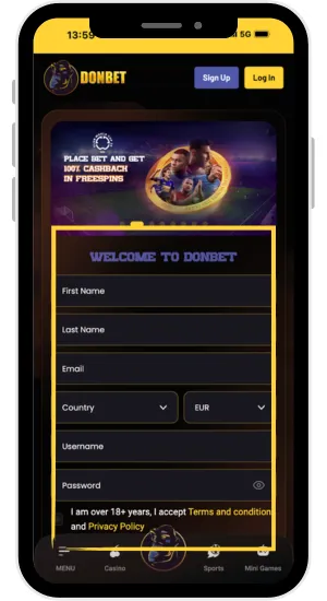 Create account DON BET