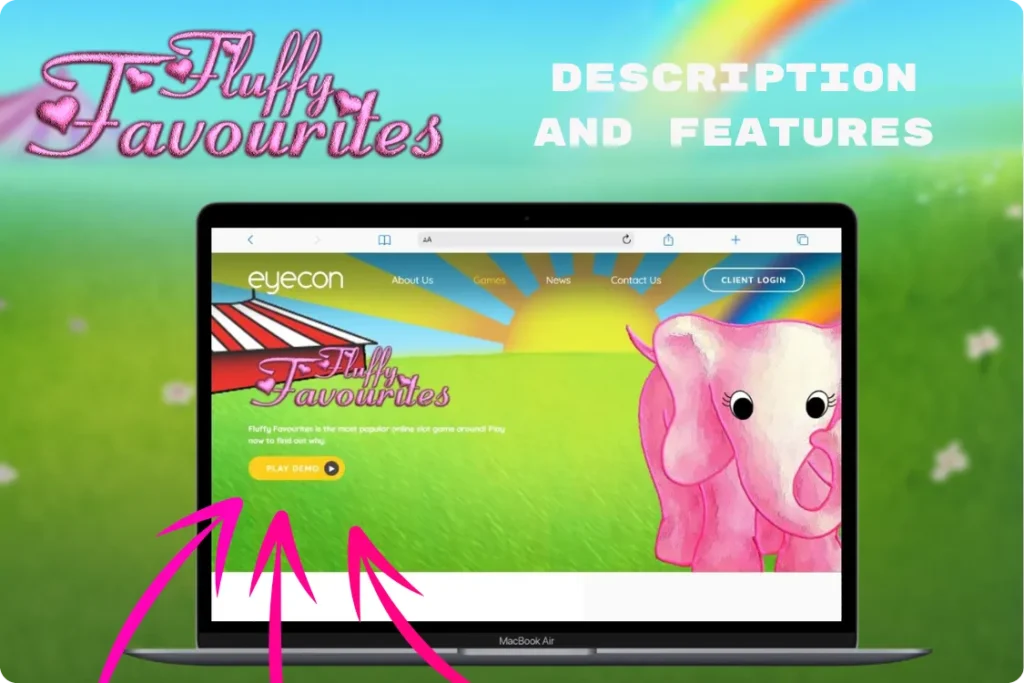 Fluffy Favourites slot gameplay screen with toy symbols on reels
