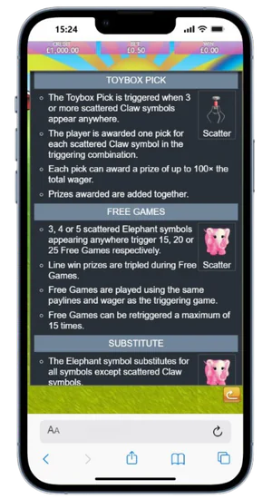 Paytable in Fluffy Favourites showing symbol values and rules